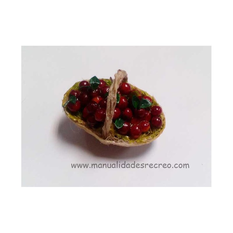 cesta de cerezas en miniatura para puestos de frutas