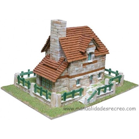 Construcción de maqueta, casas rurales de ladrillos o piedra.